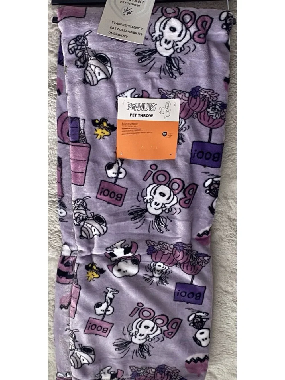 Peanuts Snoopy Woodstock Halloween BOO Throw Blanket 60